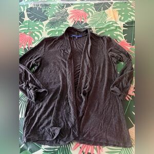 Apt. 9 Charcoal Grey Ruffle Lightweight Knit Open Front Top M